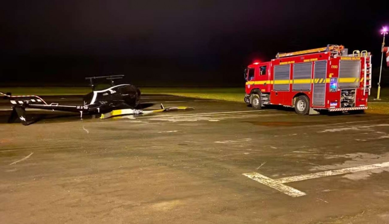 Homem invade aeroporto de Caxambu, tenta decolar helicóptero e provoca queda sem feridos