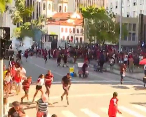 Confusão generalizada toma conta da festa do tetra do Flamengo (veja o vídeo)