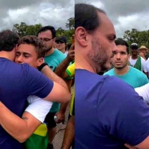 Nikolas e Carlos abraçados: o circo incendiado para gerar engajamento