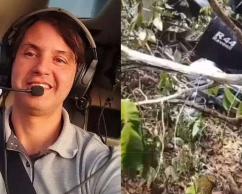 Piloto, filho de ex-prefeito, sobrevive a queda de helicóptero que matou duas pessoas carbonizadas