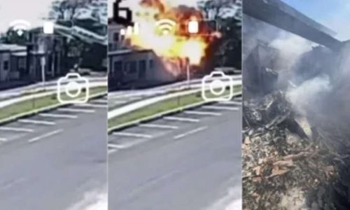 Avião de pequeno porte cai sobre restaurante no litoral do RS e piloto morre (Veja o vídeo!)